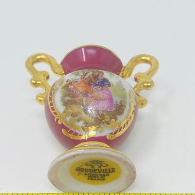 REMARKABLE LIMOGES PORCELAIN TWO HANDLED MINIATURE VASE