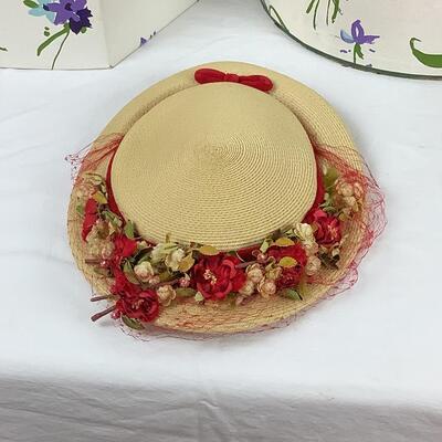 Lot 5377. Lot of Vintage Hats & Matching  Hat Boxes ( Fiesta, Christine Original, Wicking, Concetta )