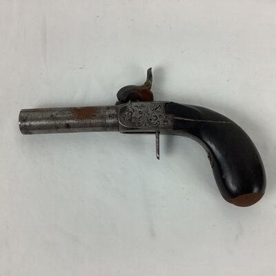 Lot. 5383  Antique Pocket Pistol, Serial # 48 / Antique World War II Cooking Kit