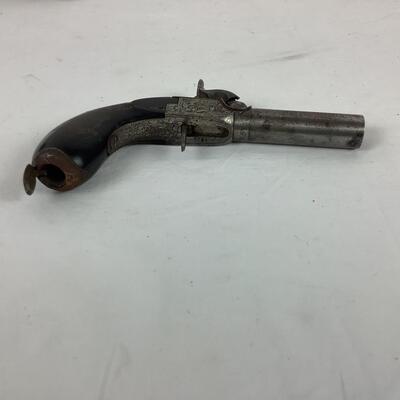 Lot. 5383  Antique Pocket Pistol, Serial # 48 / Antique World War II Cooking Kit