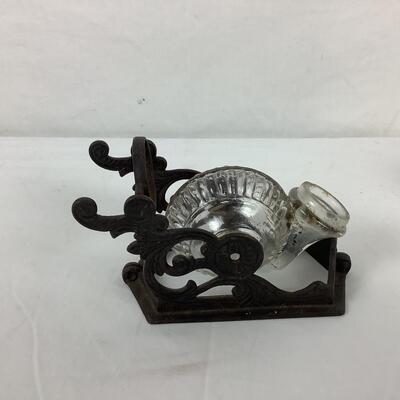 Lot. 5385. Antique Glass and Iron Shrimp Nautilus Inkwell