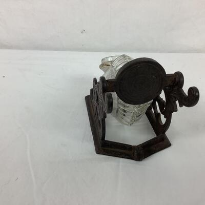 Lot. 5385. Antique Glass and Iron Shrimp Nautilus Inkwell