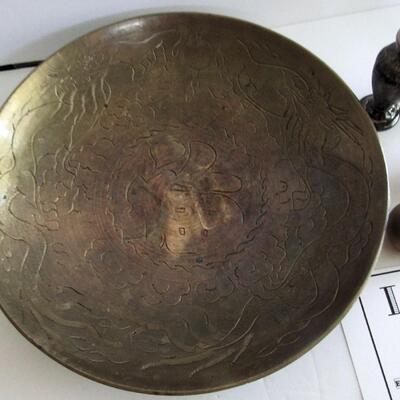 Vintage Brass Bowl, China and Brass and Silverplate Shakers