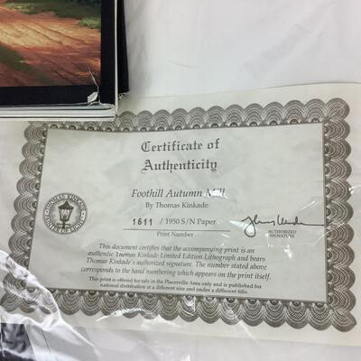 Lot. 5394. Thomas Kinkade â€œ Foothill Autumn Hill â€œ Print # 1611/1950 ( authenticity included ) & Thomas Kinkade â€œ Masterworks...