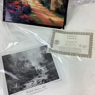 Lot. 5394. Thomas Kinkade â€œ Foothill Autumn Hill â€œ Print # 1611/1950 ( authenticity included ) & Thomas Kinkade â€œ Masterworks...