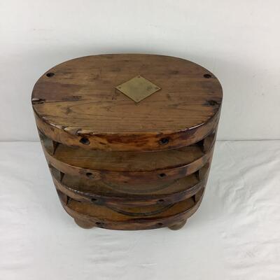 Lot. 5401. Custom Table Made of Vintage Wooden Pulley & Brass Door Handles