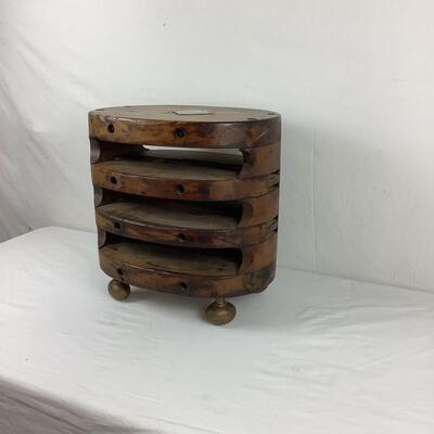 Lot. 5401. Custom Table Made of Vintage Wooden Pulley & Brass Door Handles