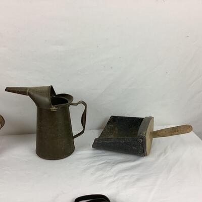 Lot. 5402. Lot of Vintage & Antique Tin Measuring Items, Scoop, Ice Tongs