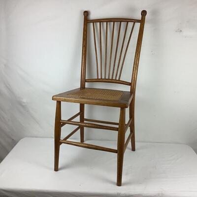 Lot. 5403. Two Vintage Oak Spindle Back Cane Chairs