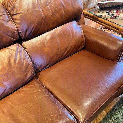 Brown leather sofa
