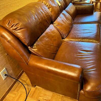 Brown leather sofa