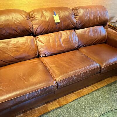 Brown leather sofa