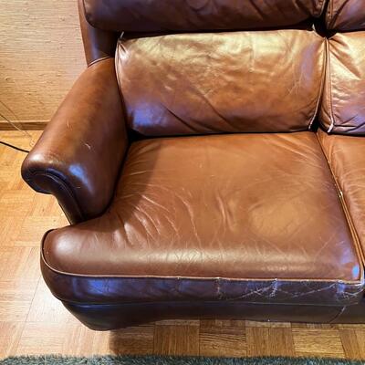 Brown leather sofa