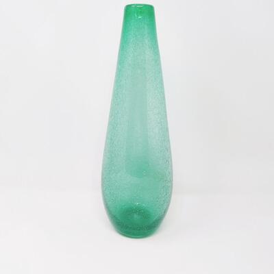 HAND BLOWN GREEN GLASS VASE MADE IN MEXICO