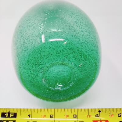 HAND BLOWN GREEN GLASS VASE MADE IN MEXICO