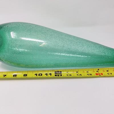 HAND BLOWN GREEN GLASS VASE MADE IN MEXICO