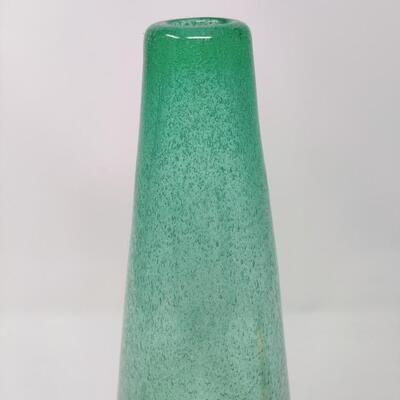 HAND BLOWN GREEN GLASS VASE MADE IN MEXICO