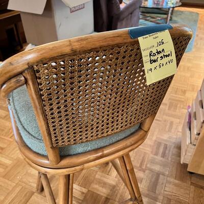 Rattan and bamboo bar stool