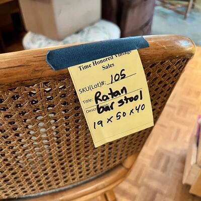 Rattan and bamboo bar stool