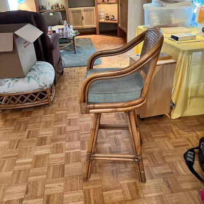 Rattan and bamboo bar stool