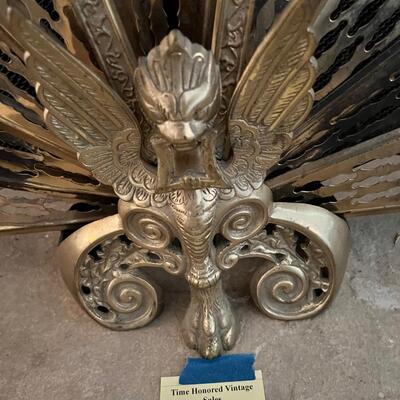 Metal Griffin fireplace fan screen