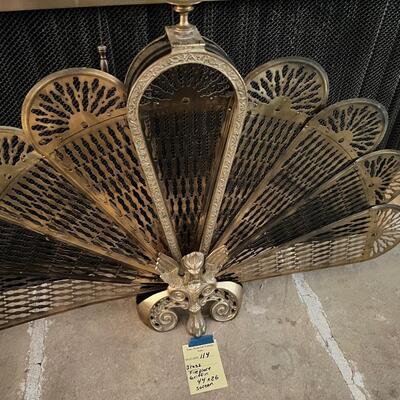 Metal Griffin fireplace fan screen