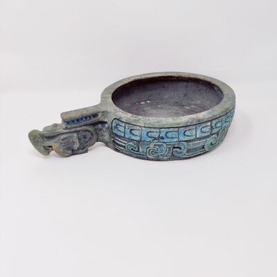 DECORATIVE NATIVE AMERICAN STYLE POTTERY DISH SIGNED M. WILKERSON 69