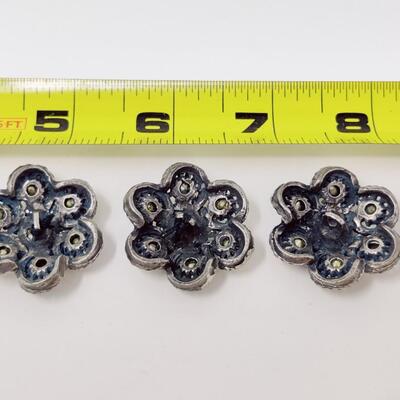 STUNNING VINTAGE METAL IRIDESCENT RHINESTONE BUTTONS