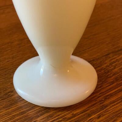 Fenton Milk Glass Gold Amber Crest Ruffled Vase 6.5