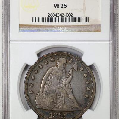 1872  Seated liberty  Dollar VF 25
