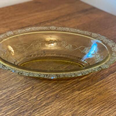 Amber Depression Glass Oval Serving Bowl
