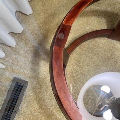Large 40â€ round heavy glass table Asain style base