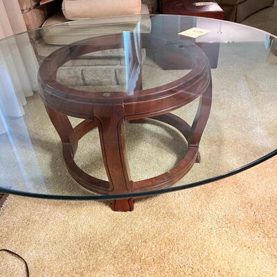 Large 40â€ round heavy glass table Asain style base