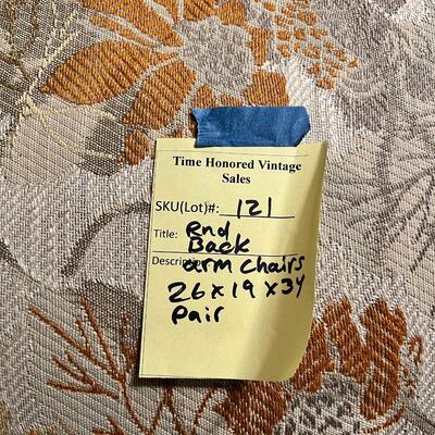 Pair vintage upholstery arm chairs