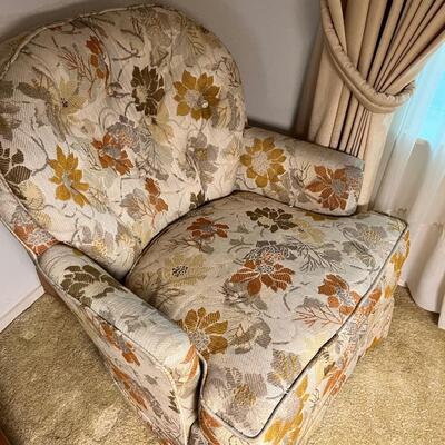 Pair vintage upholstery arm chairs