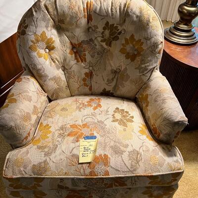 Pair vintage upholstery arm chairs