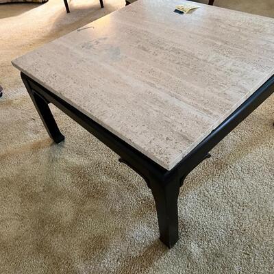 Black base Asian style marble top coffee table
