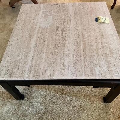Black base Asian style marble top coffee table