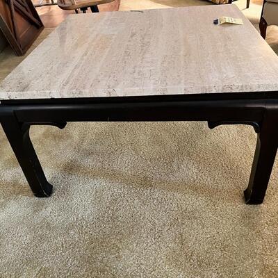 Black base Asian style marble top coffee table