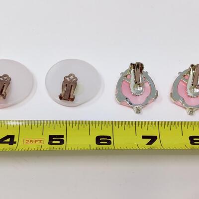 VINTAGE CLIP ON LUSTER EARRINGS LOT #1