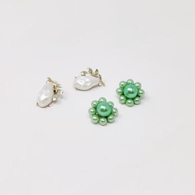 VINTAGE CLIP ON LUSTER EARRINGS LOT #2