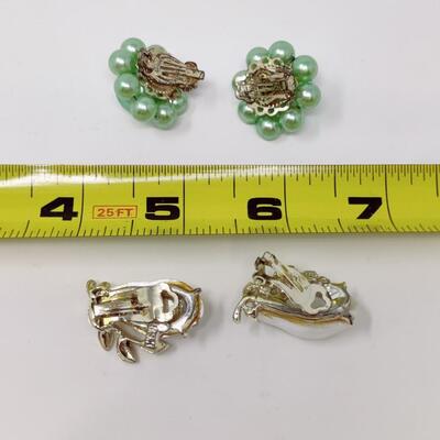 VINTAGE CLIP ON LUSTER EARRINGS LOT #2