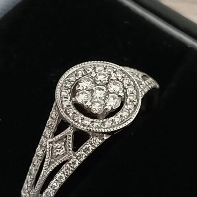 18 k Diamond and white  gold ring size 8