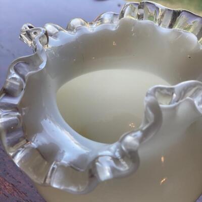 Fenton Milk Glass Silver Crest Small Rose Bowl
