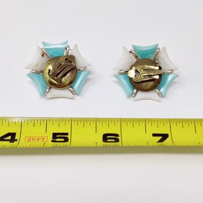 VINTAGE CLIP ON LUSTER EARRINGS LOT #3