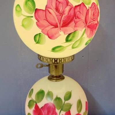 ANTIQUE VICTORIAN DOUBLE GLOBE HURRICANE 3-WAY LAMP