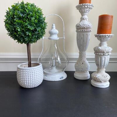 LOT 5G: Home Decor: Topiary Tree, Candle Holders & More