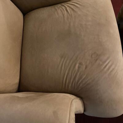 LOT 15G: Suede Chair and Ottoman