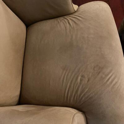 LOT 15G: Suede Chair and Ottoman