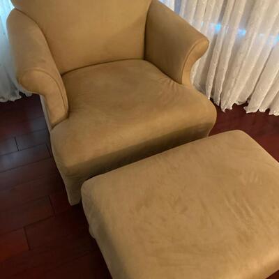 LOT 15G: Suede Chair and Ottoman